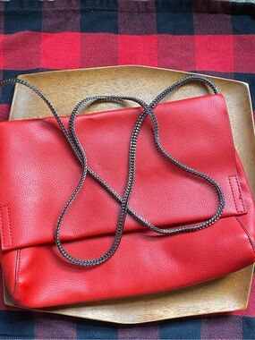 Top Shop red bag with gunmetal zipper strap. New with tags.